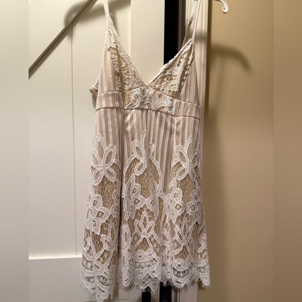 Lace Overlay Slip Dress in Ivory